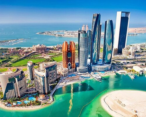 Abu Dhabi skyline with Emirates Palace and Etihad Towers